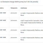 Planowane wyłączenia prądu – Jazowsko i Kadcza Planowane wyłączenia prądu – Jazowsko i Kadcza